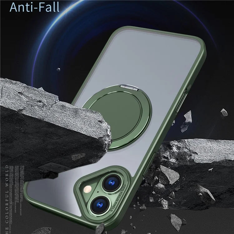 For iPhone 16 Plus Phone Case Ring Kickstand Back Cover Compatible with MagSafe