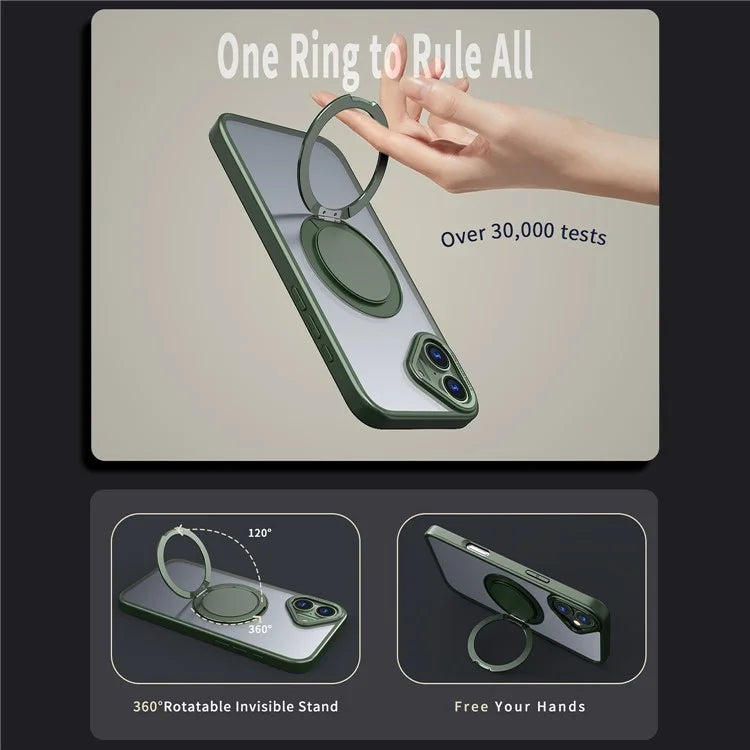 For iPhone 16 Plus Phone Case Ring Kickstand Back Cover Compatible with MagSafe