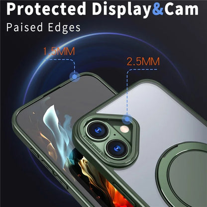 For iPhone 16 Plus Phone Case Ring Kickstand Back Cover Compatible with MagSafe