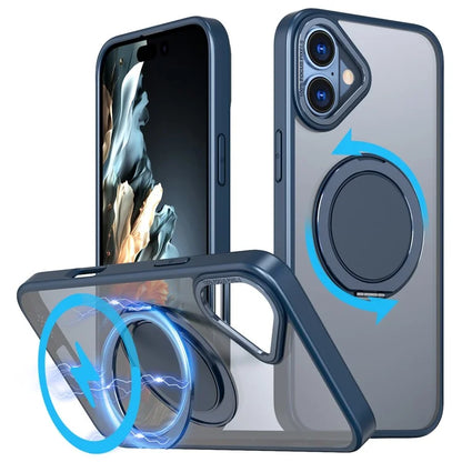 For iPhone 16 Plus Phone Case Ring Kickstand Back Cover Compatible with MagSafe