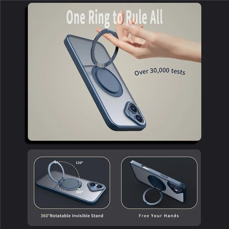 For iPhone 16 Plus Phone Case Ring Kickstand Back Cover Compatible with MagSafe