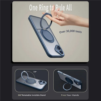 For iPhone 16 Plus Phone Case Ring Kickstand Back Cover Compatible with MagSafe