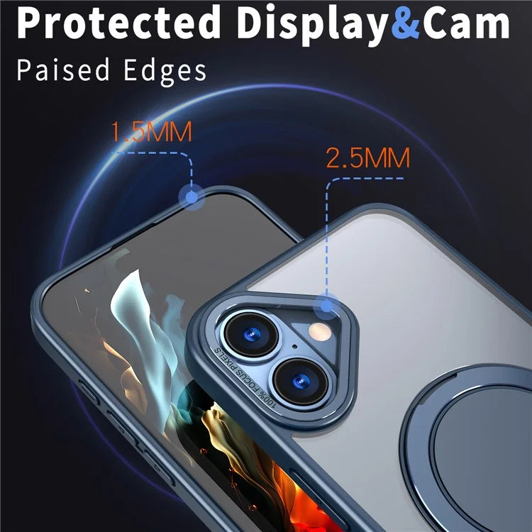 For iPhone 16 Plus Phone Case Ring Kickstand Back Cover Compatible with MagSafe