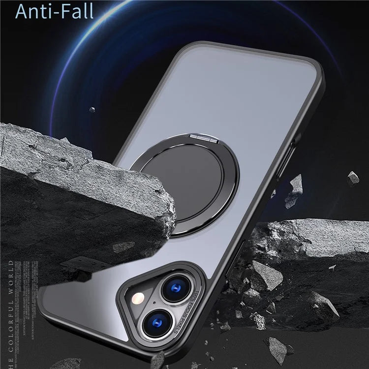 For iPhone 16 Plus Phone Case Ring Kickstand Back Cover Compatible with MagSafe