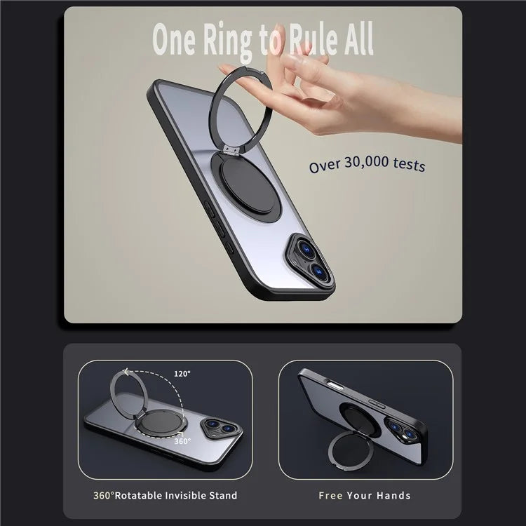 For iPhone 16 Plus Phone Case Ring Kickstand Back Cover Compatible with MagSafe