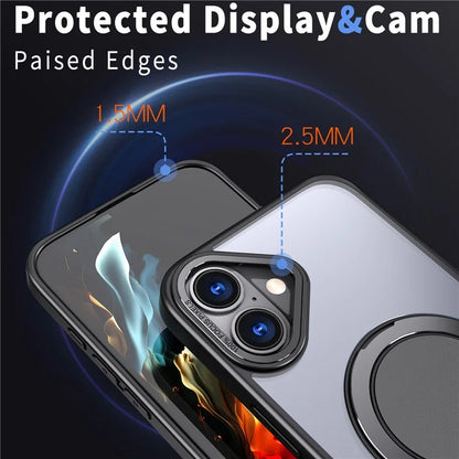 For iPhone 16 Plus Phone Case Ring Kickstand Back Cover Compatible with MagSafe