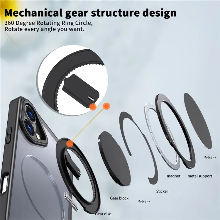 For iPhone 16 Plus Phone Case Ring Kickstand Back Cover Compatible with MagSafe