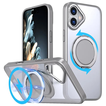 For iPhone 16 Plus Phone Case Ring Kickstand Back Cover Compatible with MagSafe