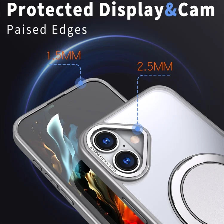 For iPhone 16 Plus Phone Case Ring Kickstand Back Cover Compatible with MagSafe