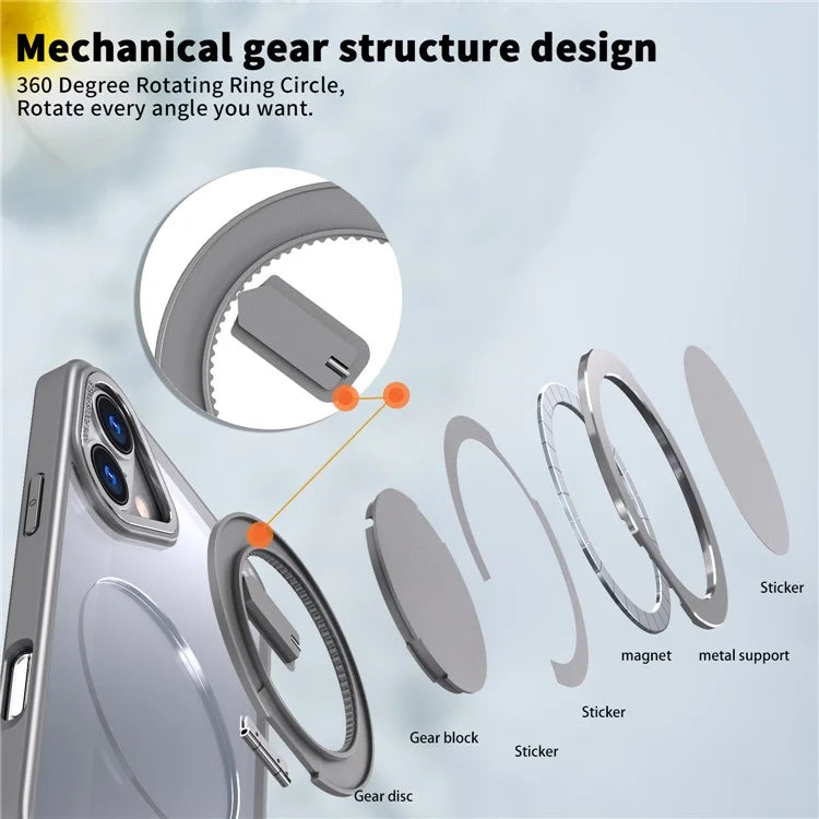 For iPhone 16 Plus Phone Case Ring Kickstand Back Cover Compatible with MagSafe