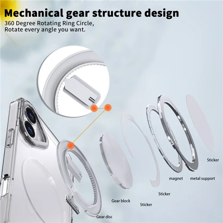 For iPhone 16 Plus Phone Case Ring Kickstand Back Cover Compatible with MagSafe