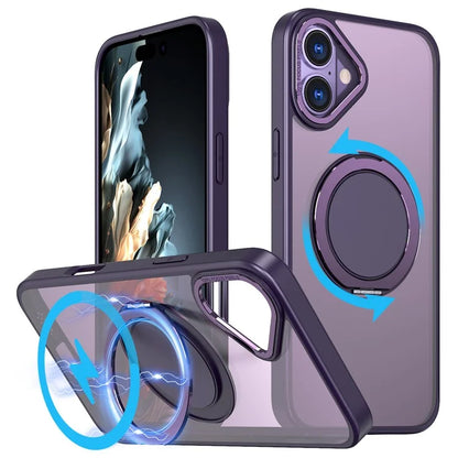 For iPhone 16 Plus Phone Case Ring Kickstand Back Cover Compatible with MagSafe