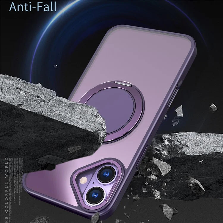 For iPhone 16 Plus Phone Case Ring Kickstand Back Cover Compatible with MagSafe