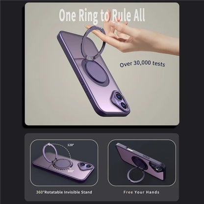 For iPhone 16 Plus Phone Case Ring Kickstand Back Cover Compatible with MagSafe