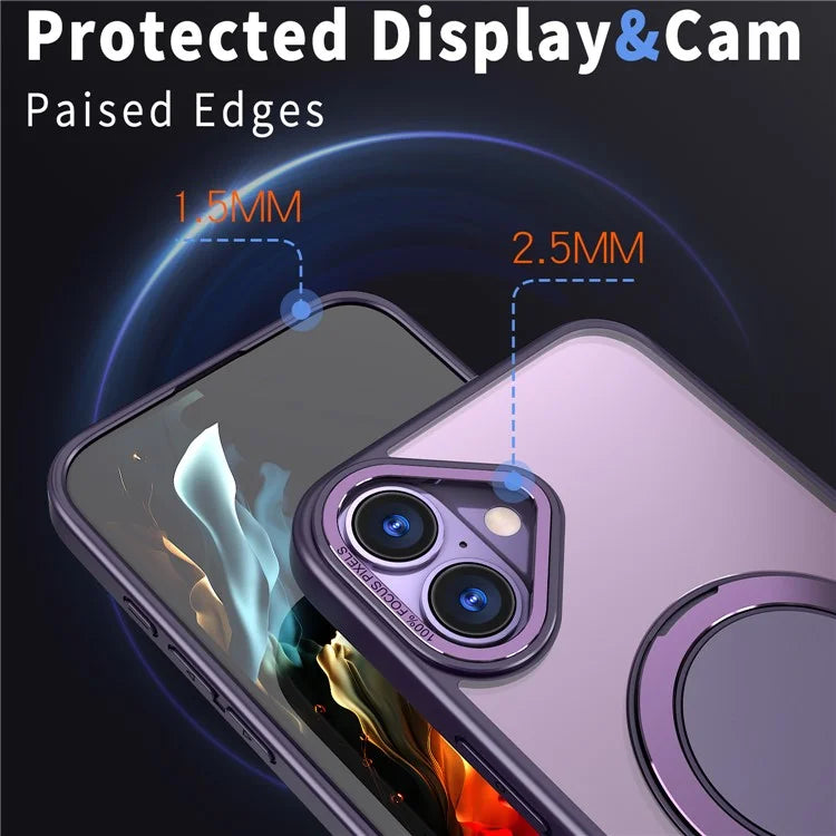 For iPhone 16 Plus Phone Case Ring Kickstand Back Cover Compatible with MagSafe