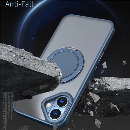 For iPhone 16 Phone Case Ring Kickstand Back Cover Compatible with MagSafe