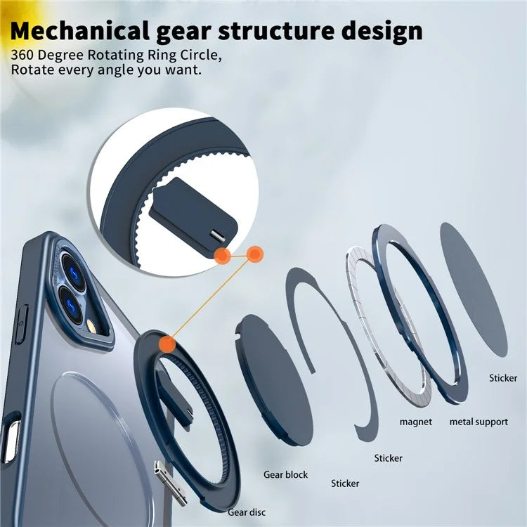 For iPhone 16 Phone Case Ring Kickstand Back Cover Compatible with MagSafe