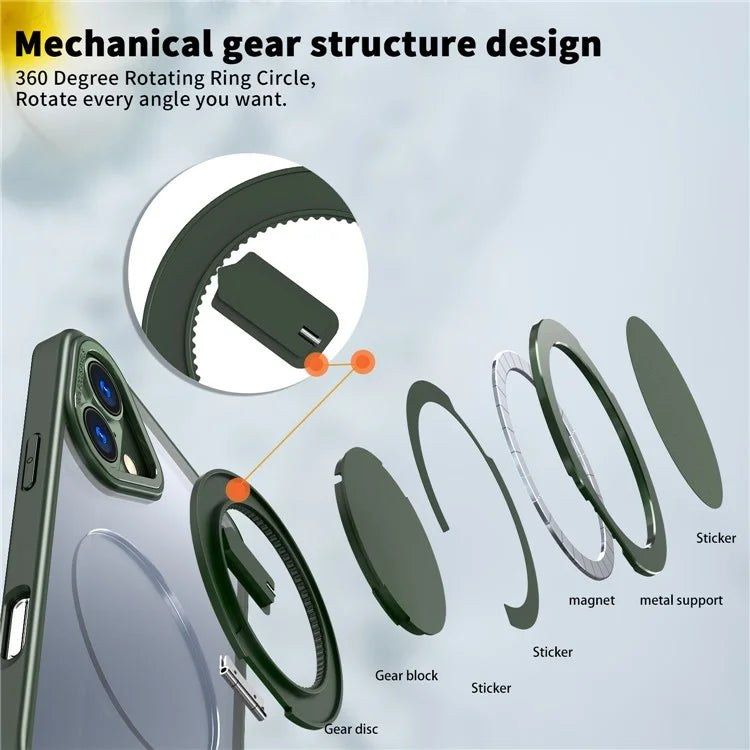 For iPhone 16 Phone Case Ring Kickstand Back Cover Compatible with MagSafe