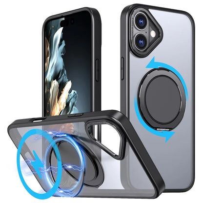 For iPhone 16 Phone Case Ring Kickstand Back Cover Compatible with MagSafe