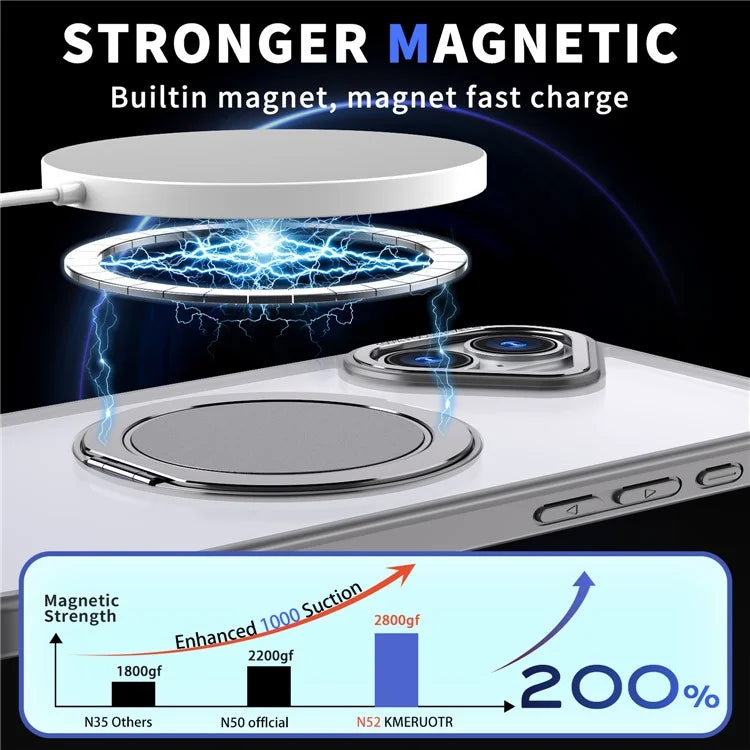 For iPhone 16 Phone Case Ring Kickstand Back Cover Compatible with MagSafe