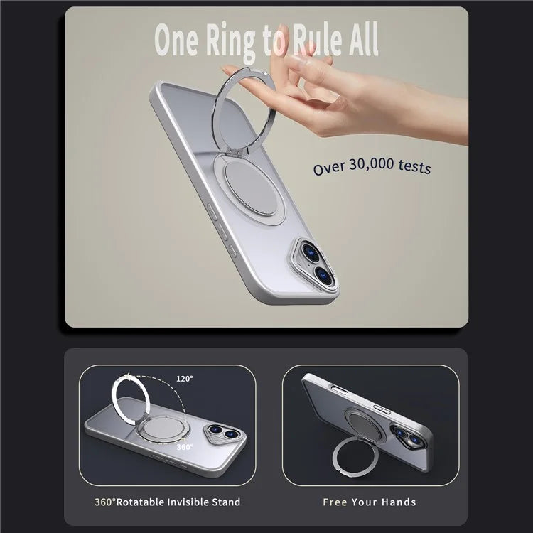 For iPhone 16 Phone Case Ring Kickstand Back Cover Compatible with MagSafe