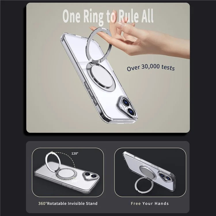 For iPhone 16 Phone Case Ring Kickstand Back Cover Compatible with MagSafe