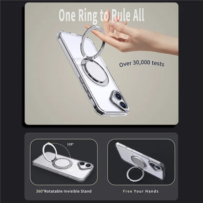 For iPhone 16 Phone Case Ring Kickstand Back Cover Compatible with MagSafe