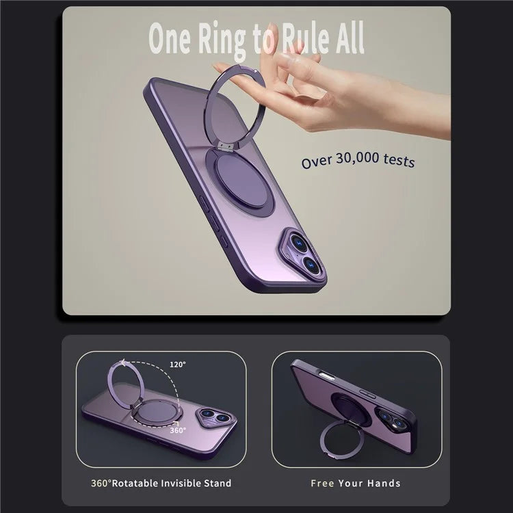 For iPhone 16 Phone Case Ring Kickstand Back Cover Compatible with MagSafe