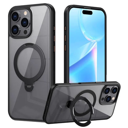 For iPhone 16 Pro Max Clear Case TPU+Acrylic Kickstand Phone Cover Compatible with MagSafe