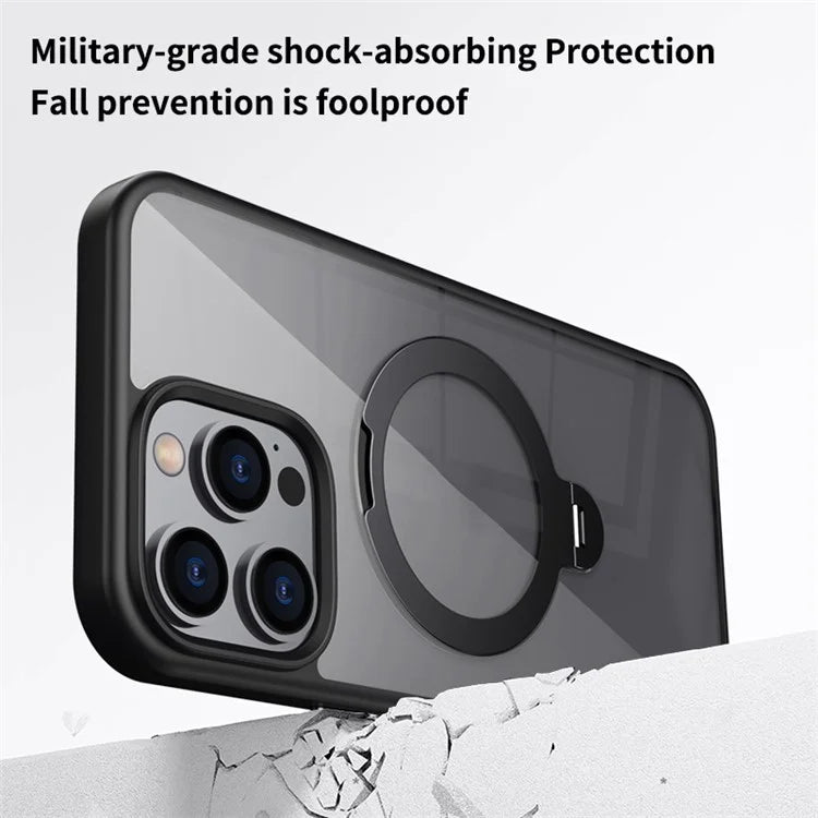 For iPhone 16 Pro Max Clear Case TPU+Acrylic Kickstand Phone Cover Compatible with MagSafe