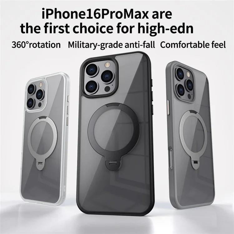 For iPhone 16 Pro Max Clear Case TPU+Acrylic Kickstand Phone Cover Compatible with MagSafe