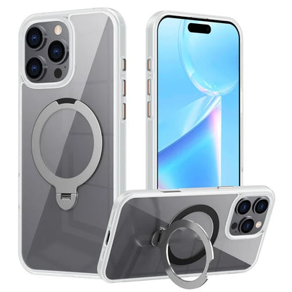 For iPhone 16 Pro Max Clear Case TPU+Acrylic Kickstand Phone Cover Compatible with MagSafe