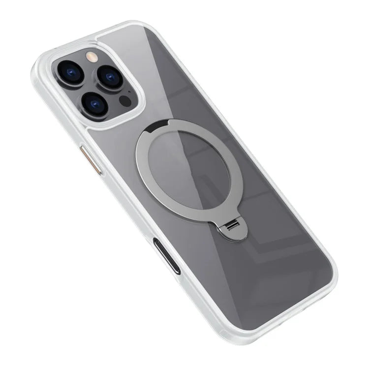 For iPhone 16 Pro Max Clear Case TPU+Acrylic Kickstand Phone Cover Compatible with MagSafe