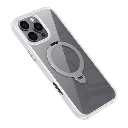 For iPhone 16 Pro Max Clear Case TPU+Acrylic Kickstand Phone Cover Compatible with MagSafe
