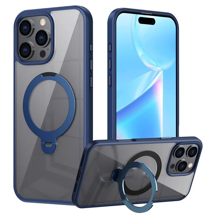 For iPhone 16 Pro Max Clear Case TPU+Acrylic Kickstand Phone Cover Compatible with MagSafe