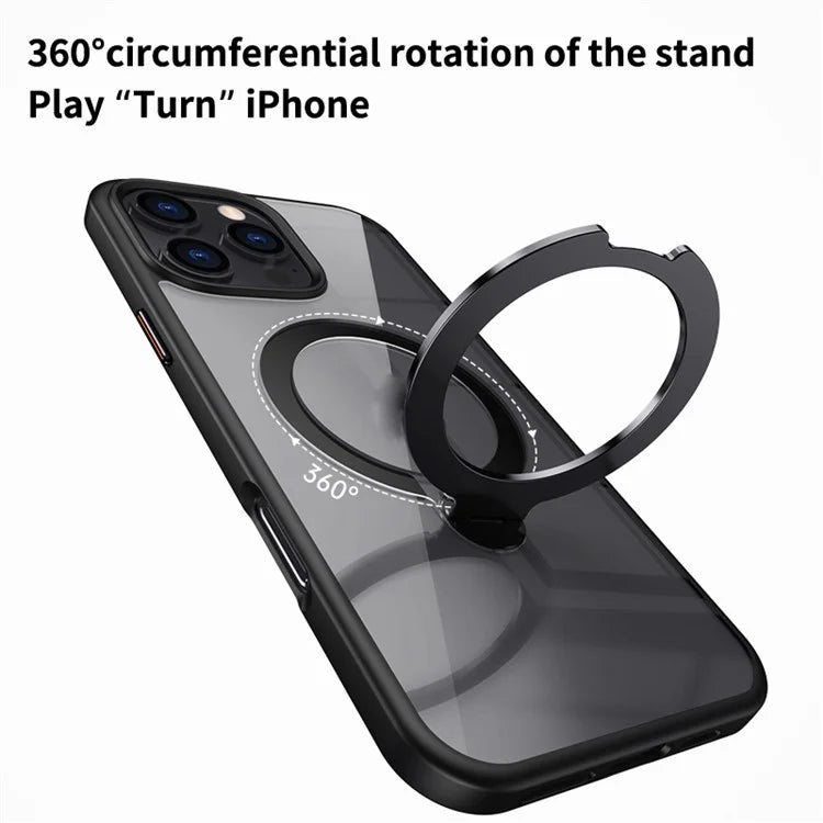For iPhone 16 Pro Max Clear Case TPU+Acrylic Kickstand Phone Cover Compatible with MagSafe