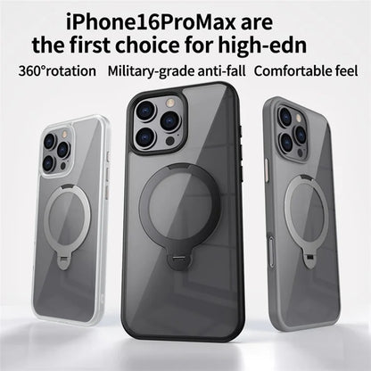 For iPhone 16 Pro Max Clear Case TPU+Acrylic Kickstand Phone Cover Compatible with MagSafe