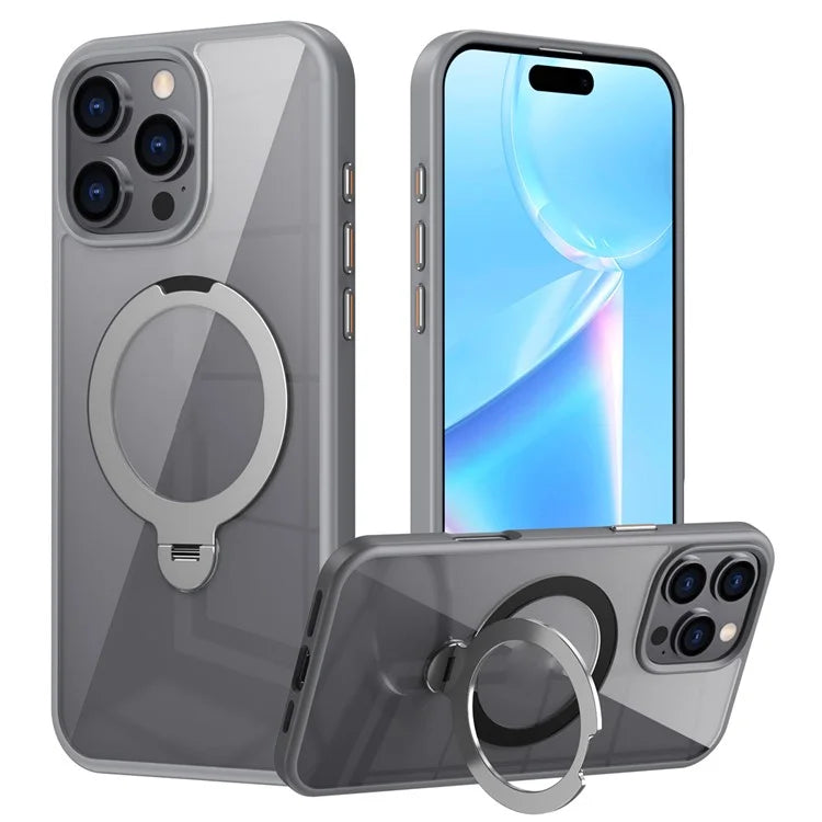 For iPhone 16 Pro Max Clear Case TPU+Acrylic Kickstand Phone Cover Compatible with MagSafe