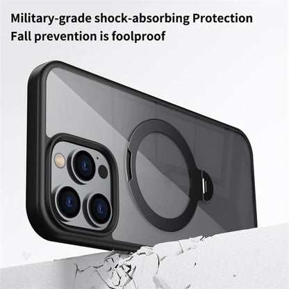 For iPhone 16 Pro Max Clear Case TPU+Acrylic Kickstand Phone Cover Compatible with MagSafe