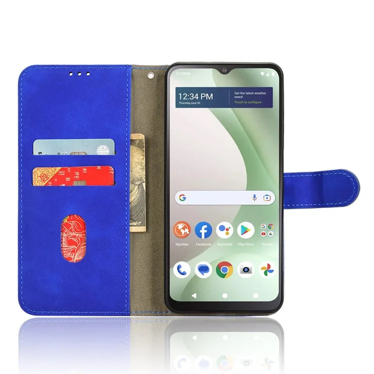 For BLU View 5 Case Skin-Touch PU Leather Wallet Phone Cover Stand View
