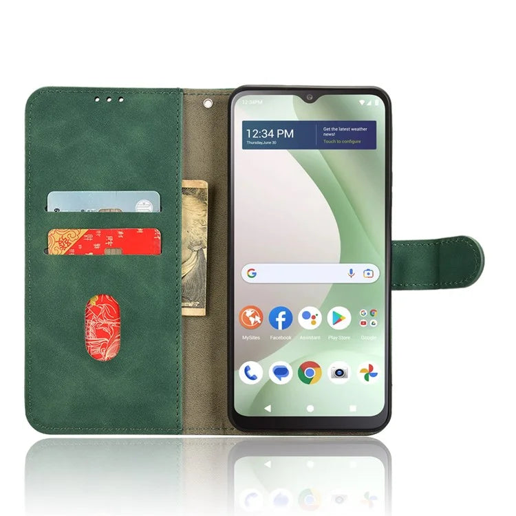 For BLU View 5 Case Skin-Touch PU Leather Wallet Phone Cover Stand View