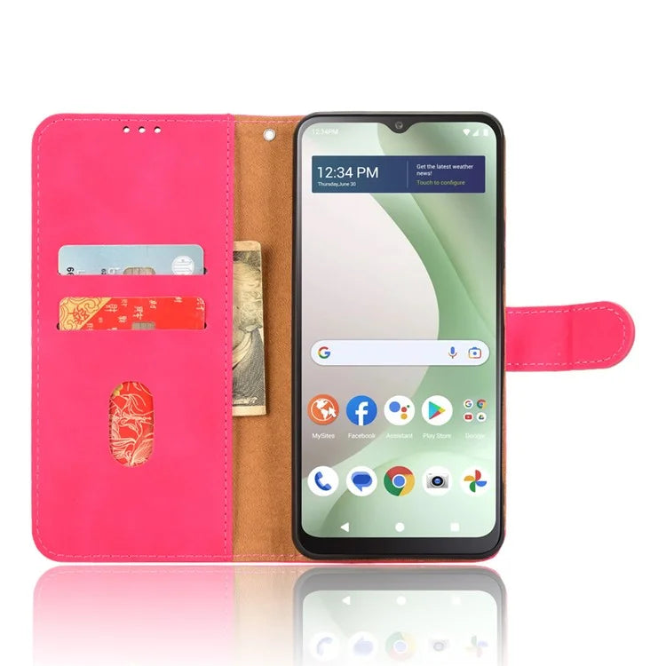 For BLU View 5 Case Skin-Touch PU Leather Wallet Phone Cover Stand View