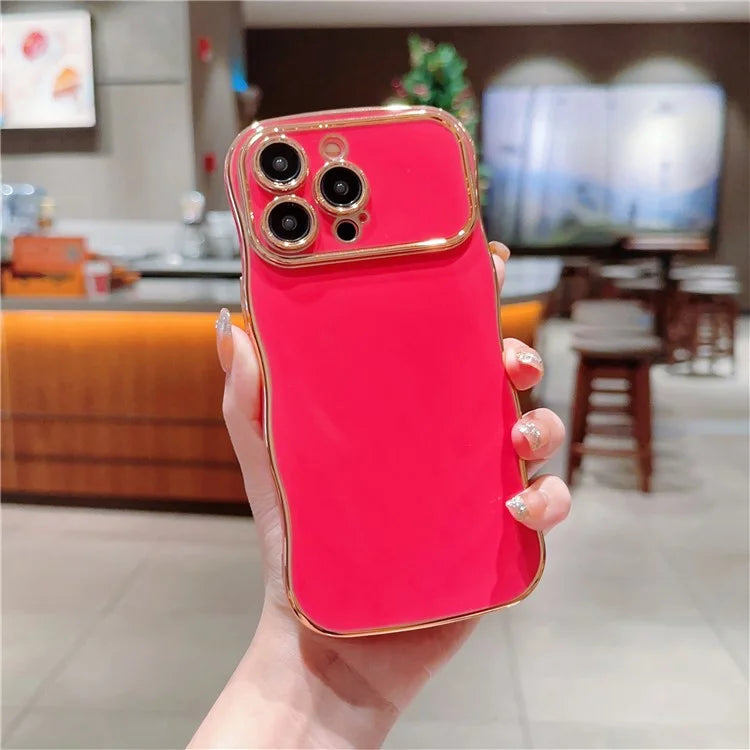 For iPhone 13 Pro Case Curly Wave Frame Shape Electroplating TPU Back Cover