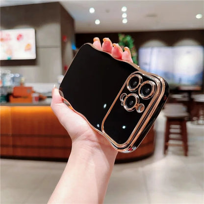For iPhone 13 Pro Case Curly Wave Frame Shape Electroplating TPU Back Cover