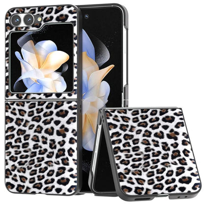 For Samsung Galaxy Z Flip6 5G Case Black Edge PU+PC Leopard Pattern Phone Cover