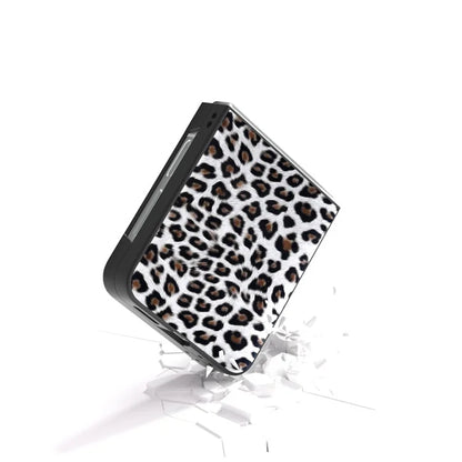 For Samsung Galaxy Z Flip6 5G Case Black Edge PU+PC Leopard Pattern Phone Cover