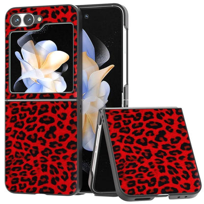 For Samsung Galaxy Z Flip6 5G Case Black Edge PU+PC Leopard Pattern Phone Cover