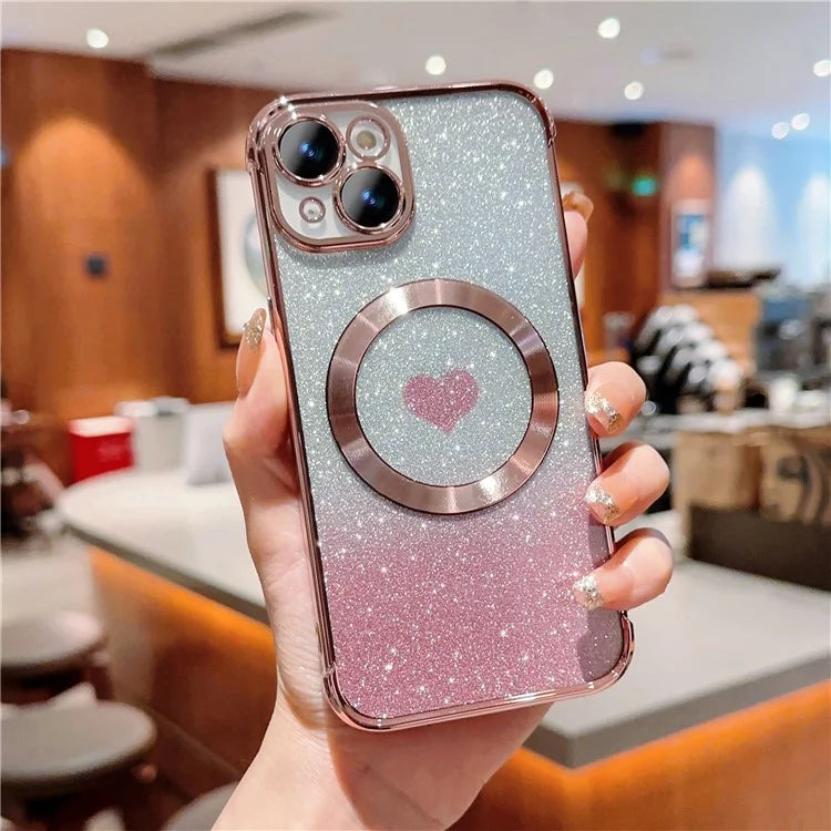 For iPhone 13 Case Gradient Sparkle TPU Phone Cover Compatible with MagSafe
