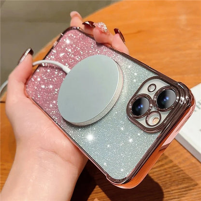 For iPhone 13 Case Gradient Sparkle TPU Phone Cover Compatible with MagSafe