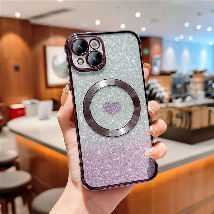 For iPhone 13 Case Gradient Sparkle TPU Phone Cover Compatible with MagSafe